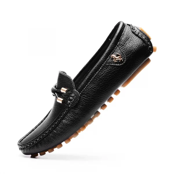 Giày lười nam da thật thủ công - màu trắng/đen, thiết kế slip-on, đế bệt - Hình ảnh 12