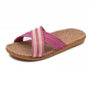 Dép sandal đế bệt unisex chất liệu vải lanh nhẹ, chống trượt, phù hợp đi biển, trong nhà & ngoài trời mùa hè