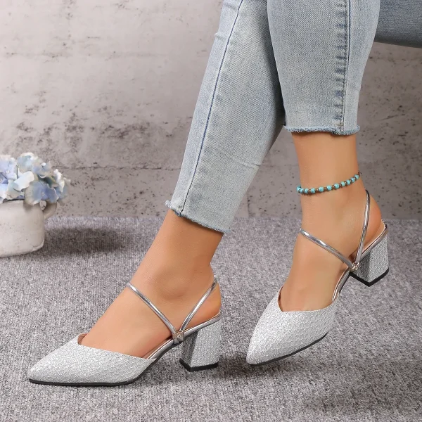 Sandal nữ gót thấp mùa hè - thiết kế nông, thời trang, sang trọng, phù hợp dự tiệc & cưới hỏi - Hình ảnh 5