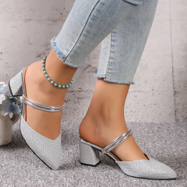 Sandal nữ gót thấp mùa hè - thiết kế nông, thời trang, sang trọng, phù hợp dự tiệc & cưới hỏi - Hình ảnh 6