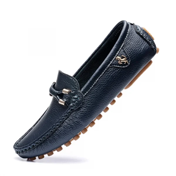 Giày lười nam da thật thủ công - màu trắng/đen, thiết kế slip-on, đế bệt - Hình ảnh 10