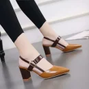 Giày sandal nữ da thật - gót vuông trung, sang trọng, thời trang, phù hợp dạo phố & dự tiệc