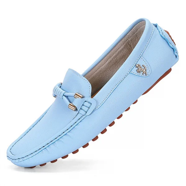 Giày lười nam da thật thủ công - màu trắng/đen, thiết kế slip-on, đế bệt - Hình ảnh 9