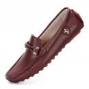 Giày lười nam da thật thủ công - màu trắng/đen, thiết kế slip-on, đế bệt