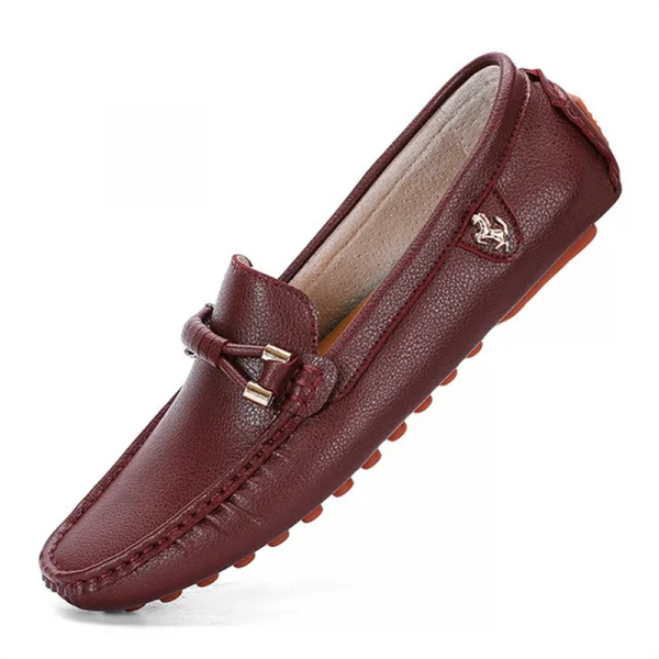 Giày lười nam da thật thủ công - màu trắng/đen, thiết kế slip-on, đế bệt - Hình ảnh 13