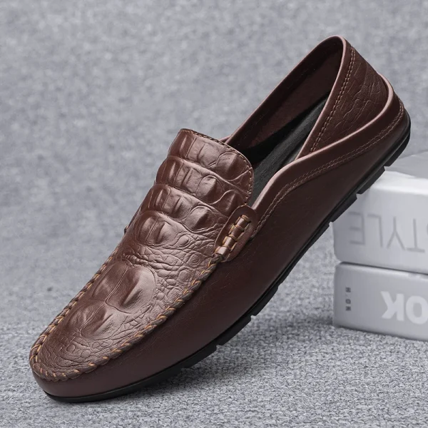 Giày lười nam da thật thủ công - kiểu moccasin, thoáng khí, dễ mang, đế mềm, phù hợp công sở & đi chơi hàng ngày