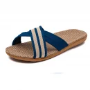 Dép sandal đế bệt unisex chất liệu vải lanh nhẹ, chống trượt, phù hợp đi biển, trong nhà & ngoài trời mùa hè