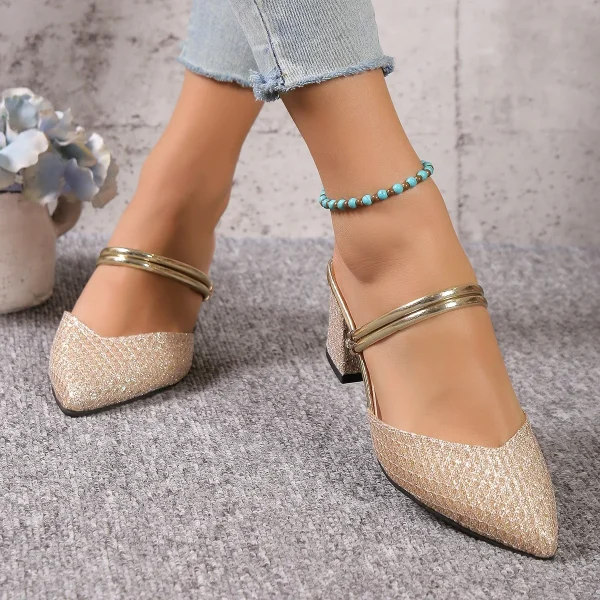 Sandal nữ gót thấp mùa hè - thiết kế nông, thời trang, sang trọng, phù hợp dự tiệc & cưới hỏi - Hình ảnh 2