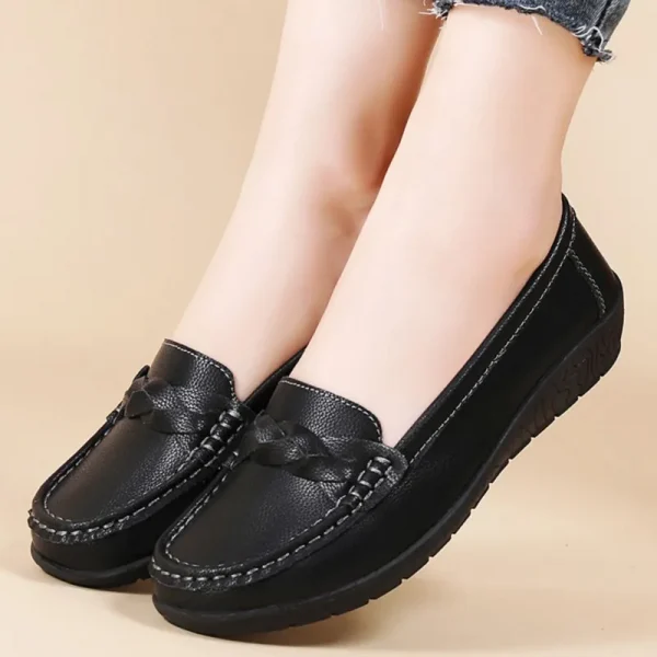 Giày bệt nữ da thật - màu đen, kiểu moccasin & oxford, thoải mái - Ảnh 4