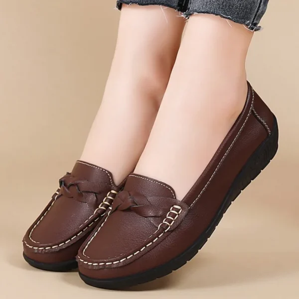 Giày bệt nữ da thật - màu đen, kiểu moccasin & oxford, thoải mái - Ảnh 3