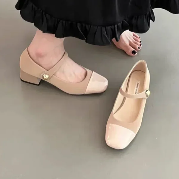 Giày cao gót Mary Jane mũi vuông - thiết kế nông, thanh lịch, thời trang, phù hợp dự tiệc & công sở - Hình ảnh 3