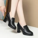 Giày da mềm gót vuông 5cm/7cm - miệng sâu, thoải mái, phù hợp công sở