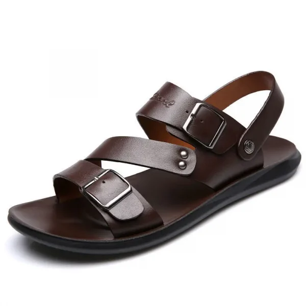 Sandal nam da PU màu trơn - hở mũi, thoải mái, thời trang, phù hợp đi biển & mùa hè - Hình ảnh 8