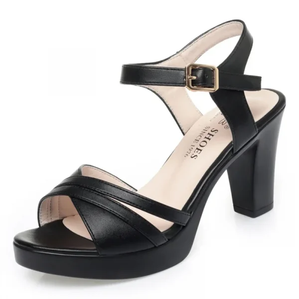 Giày sandal cao gót 6.5cm/8cm - đế vuông, da mềm, thoải mái, phù hợp công sở - Hình ảnh 7