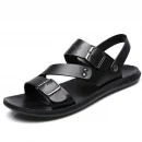 Sandal nam da PU màu trơn - hở mũi, thoải mái, thời trang, phù hợp đi biển & mùa hè