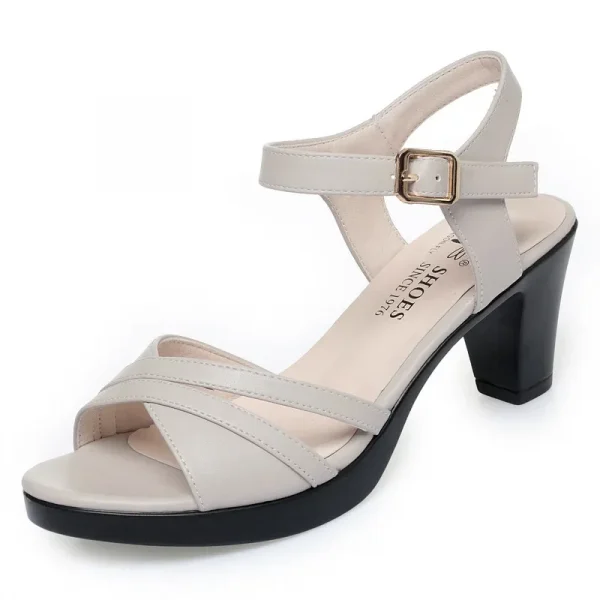 Giày sandal cao gót 6.5cm/8cm - đế vuông, da mềm, thoải mái, phù hợp công sở - Hình ảnh 6