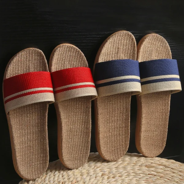 Dép sandal đế bệt unisex chất liệu vải lanh nhẹ, chống trượt, phù hợp đi biển, trong nhà & ngoài trời mùa hè - Hình ảnh 2