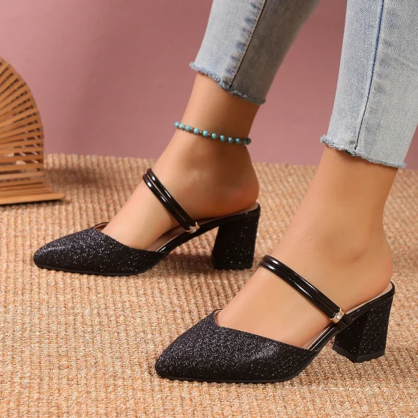 Sandal nữ gót thấp mùa hè - thiết kế nông, thời trang, sang trọng, phù hợp dự tiệc & cưới hỏi - Hình ảnh 3
