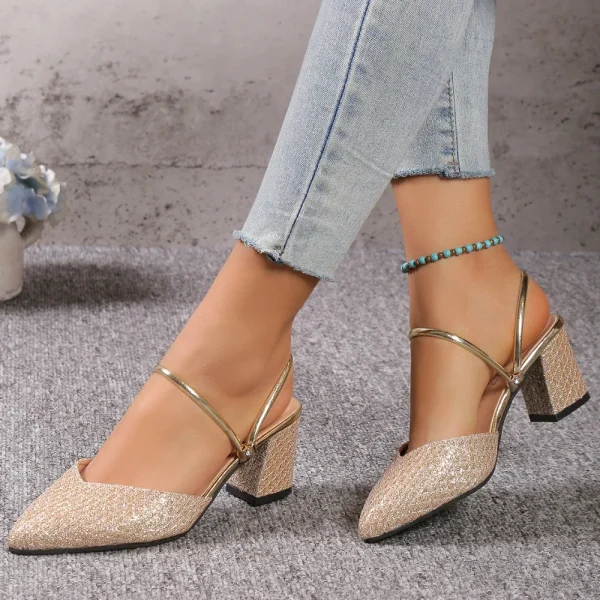 Sandal nữ gót thấp mùa hè - thiết kế nông, thời trang, sang trọng, phù hợp dự tiệc & cưới hỏi