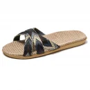 Dép sandal đế bệt unisex chất liệu vải lanh nhẹ, chống trượt, phù hợp đi biển, trong nhà & ngoài trời mùa hè