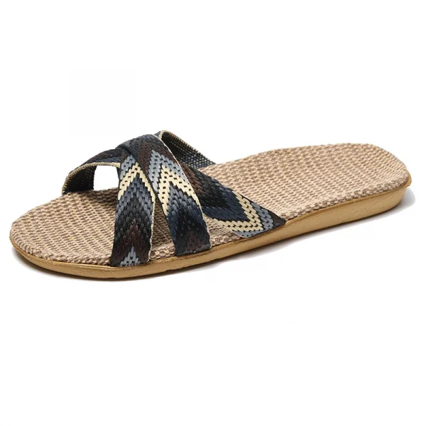 Dép sandal đế bệt unisex chất liệu vải lanh nhẹ, chống trượt, phù hợp đi biển, trong nhà & ngoài trời mùa hè - Hình ảnh 9