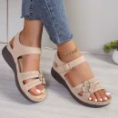 Giày sandal đế xuồng nữ Lucyever - quai cổ chân, họa tiết hoa vintage, đế mềm chống trượt, phù hợp đi chơi mùa hè