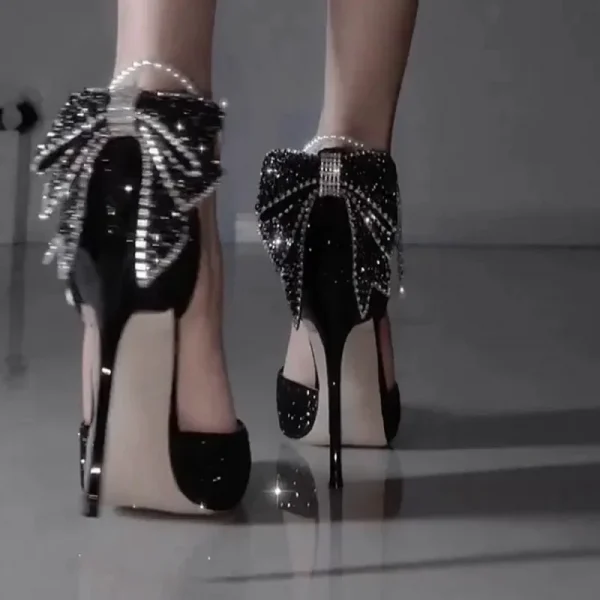 Giày Cao Gót Nữ Phong Cách Pháp - Mũi Nhọn, Nông, Thanh Lịch, Đính Sequin, Nơ & Chuỗi Ngọc Trai - Ảnh 8