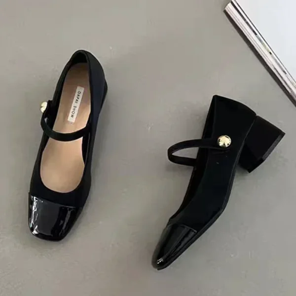 Giày cao gót Mary Jane mũi vuông - thiết kế nông, thanh lịch, thời trang, phù hợp dự tiệc & công sở - Hình ảnh 2