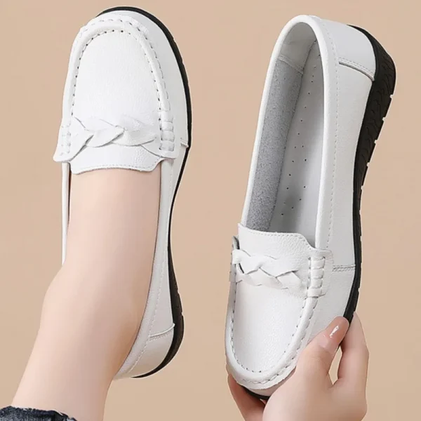Giày bệt nữ da thật - màu đen, kiểu moccasin & oxford, thoải mái