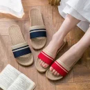 Dép sandal đế bệt unisex chất liệu vải lanh nhẹ, chống trượt, phù hợp đi biển, trong nhà & ngoài trời mùa hè
