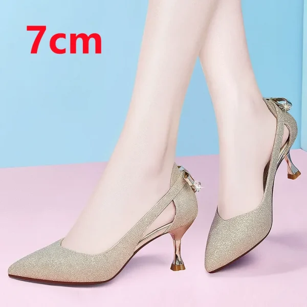 Giày cao gót nữ Cresfimix - gót nhọn, màu bạc/vàng, quyến rũ, phù hợp tiệc cưới & dạ tiệc - Ảnh 7