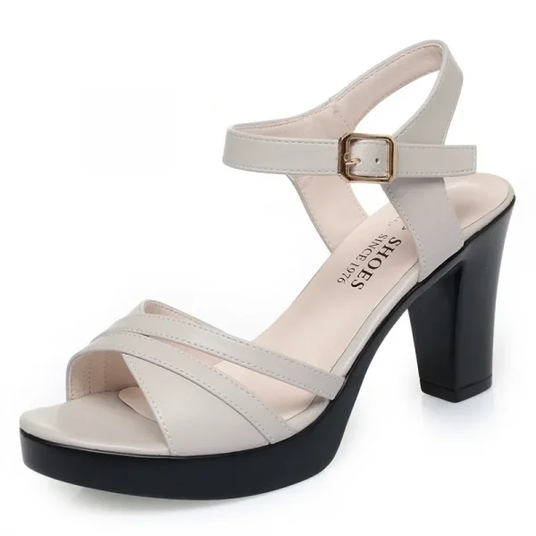 Giày sandal cao gót 6.5cm/8cm - đế vuông, da mềm, thoải mái, phù hợp công sở - Hình ảnh 8