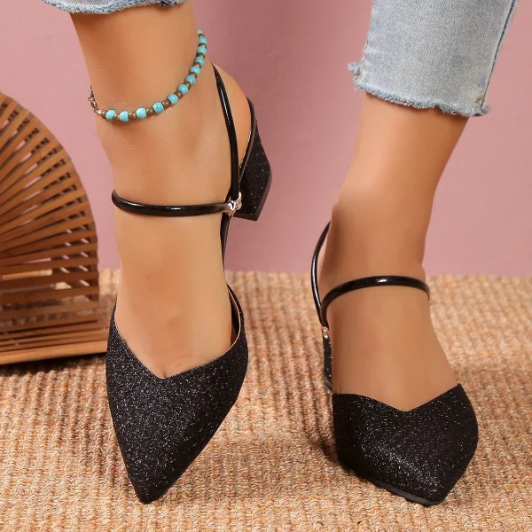 Sandal nữ gót thấp mùa hè - thiết kế nông, thời trang, sang trọng, phù hợp dự tiệc & cưới hỏi - Hình ảnh 4