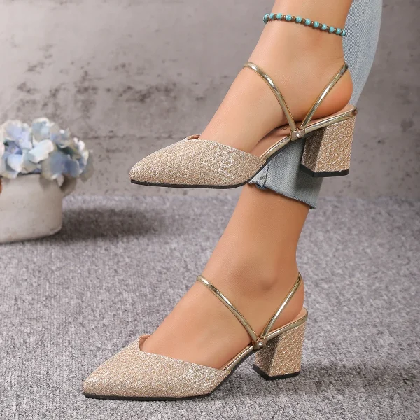 Sandal nữ gót thấp mùa hè - thiết kế nông, thời trang, sang trọng, phù hợp dự tiệc & cưới hỏi - Hình ảnh 9
