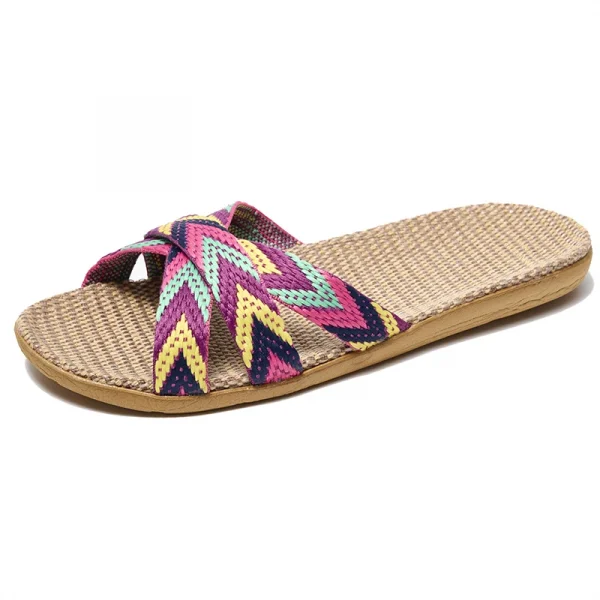 Dép sandal đế bệt unisex chất liệu vải lanh nhẹ, chống trượt, phù hợp đi biển, trong nhà & ngoài trời mùa hè - Hình ảnh 12