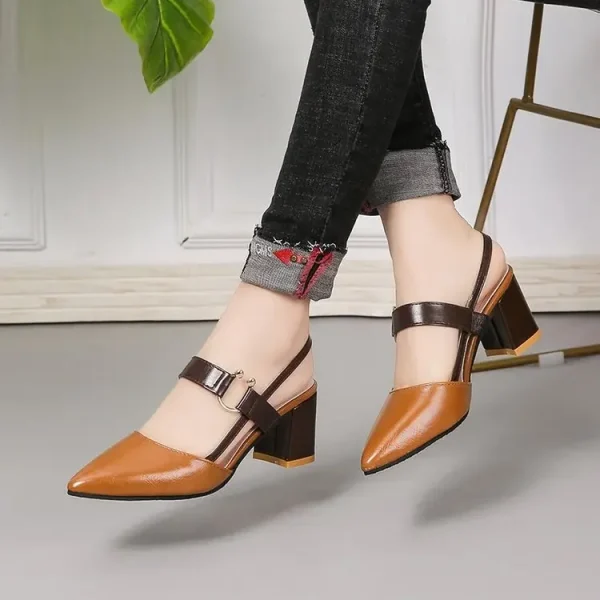 Giày sandal nữ thanh lịch - gót vuông, cổ điển, thoải mái, phù hợp công sở & cưới hỏi mùa hè - Hình ảnh 2
