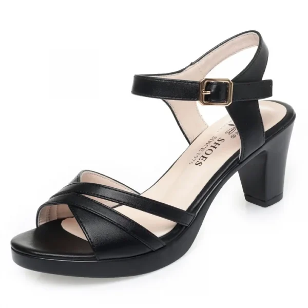 Giày sandal cao gót 6.5cm/8cm - đế vuông, da mềm, thoải mái, phù hợp công sở - Hình ảnh 5