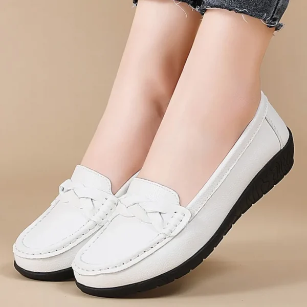Giày bệt nữ da thật - màu đen, kiểu moccasin & oxford, thoải mái - Ảnh 2