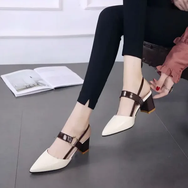 Giày sandal nữ da thật - gót vuông trung, sang trọng, thời trang, phù hợp dạo phố & dự tiệc - Ảnh 5