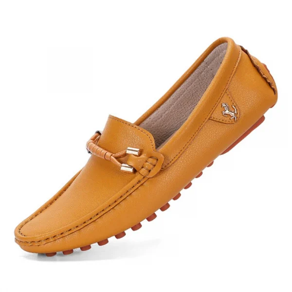 Giày lười nam da thật thủ công - màu trắng/đen, thiết kế slip-on, đế bệt - Hình ảnh 3