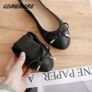 Giày Lười Nữ Da Bóng Hàn Quốc - Nơ Xinh, Thanh Lịch, Đế Bệt, Phù Hợp Mùa Hè & Thu