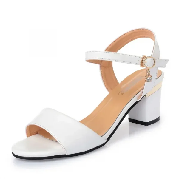 Giày sandal cao gót nữ 7cm - gót vuông, màu đen/trắng, thanh lịch, size lớn đến 42, phù hợp dự tiệc mùa hè 2025 - Hình ảnh 4