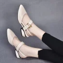 Giày cao gót nữ nhẹ - hở mũi, màu vàng/đen, thoải mái, phù hợp đi biển & ở nhà (xuân hè)