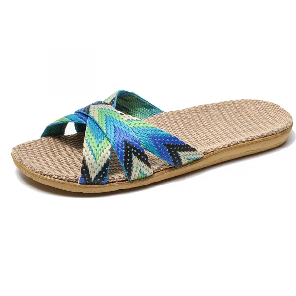 Dép sandal đế bệt unisex chất liệu vải lanh nhẹ, chống trượt, phù hợp đi biển, trong nhà & ngoài trời mùa hè - Hình ảnh 7